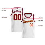Custom White Burgundy Basketball Jersey for Men Women Adult Youth Stitched Name Number Logo