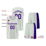 Custom Gray-Purple Basketball Jersey for Men Women Adult Youth Stitched Name Number Logo
