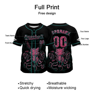 Custom Black Baseball Jersey Print Personalized Name, Number and Logo