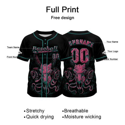 Custom Black Baseball Jersey Print Personalized Name, Number and Logo