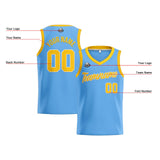 Custom Light Blue Yellow Basketball Jersey for Men Women Adult Youth Stitched Name Number Logo