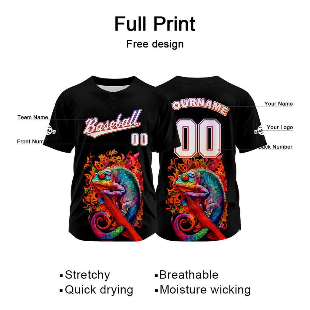Custom Black Baseball Jersey Print Personalized Name, Number and Logo