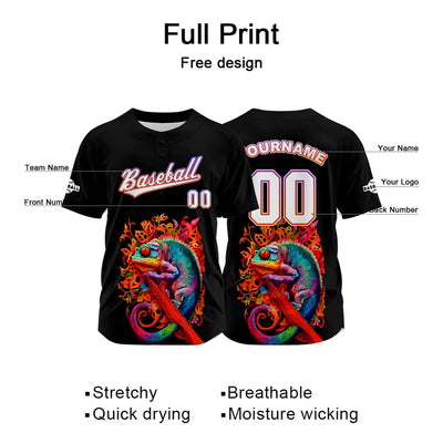 Custom Black Baseball Jersey Print Personalized Name, Number and Logo