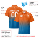 Custom Orange Blue Football Gradient Polo Shirts  Add Your Unique Logo/Name/Number