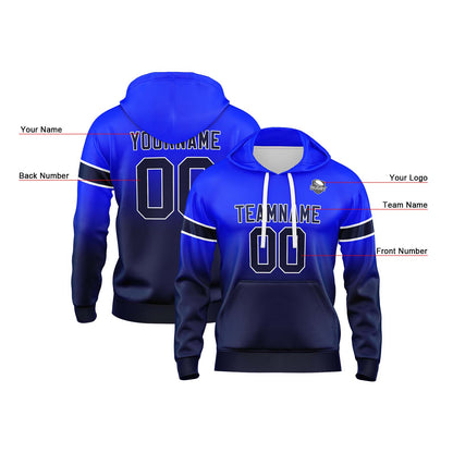 Custom Gradient Hoodie For Man Woman Girl Boy Print Your Logo Name Number Royal&Navy