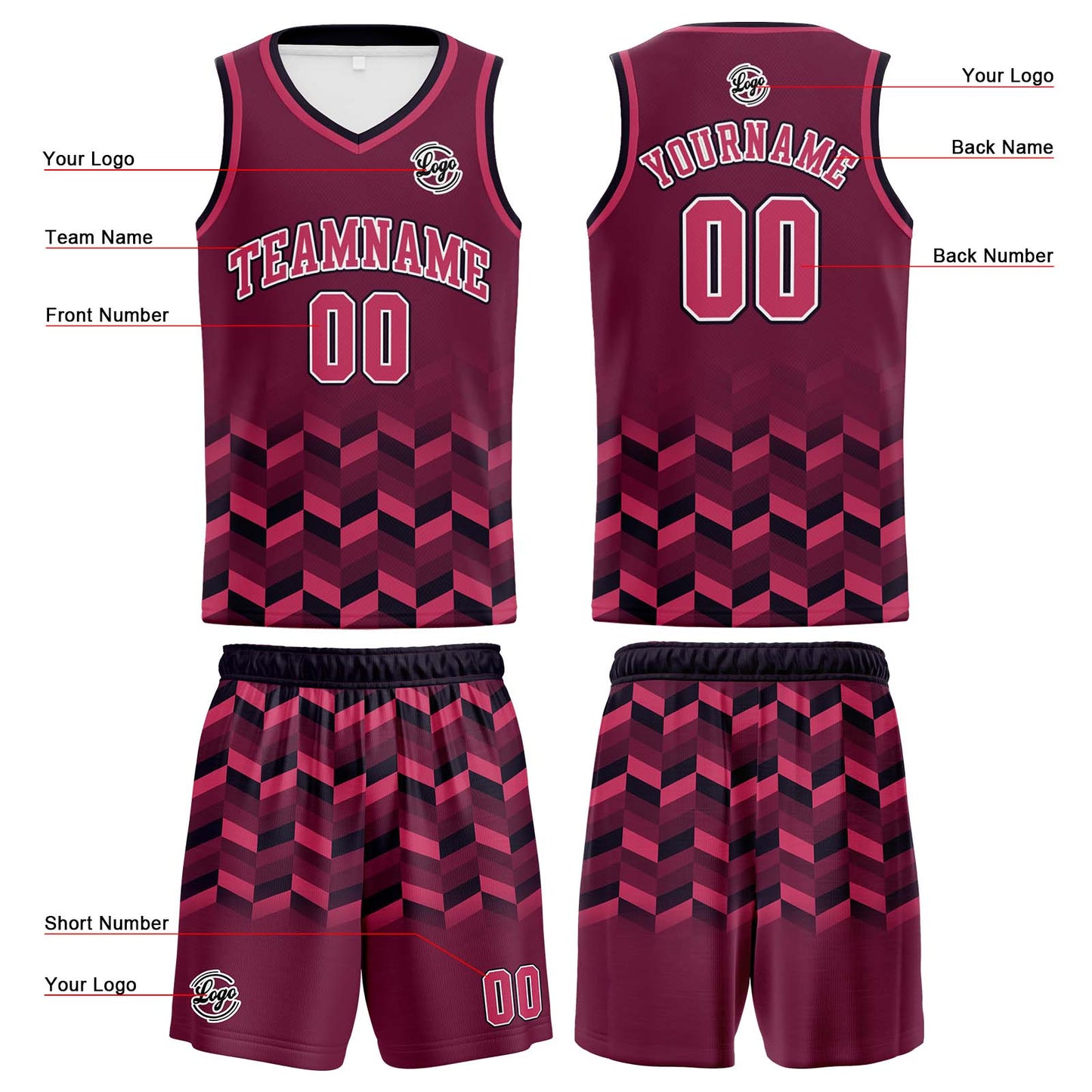 Custom Plum Red Basketball Jersey Uniform Suit Printed Your Logo Name Number