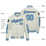 Custom Cream Light Blue Varsity Jackets for Men Women Youth Personalized Letterman Jackets