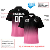 Custom Black Pink Football Gradient Polo Shirts  Add Your Unique Logo/Name/Number