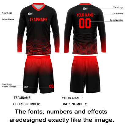 Custom Black Red Basketball Soccer Football Shooting Long T-Shirt for Adults and Kids