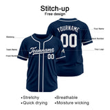 Custom Baseball Jersey Stitched Design Personalized Hip Hop Baseball Shirts Navy-White