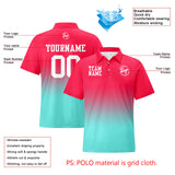Custom Light Pink Cyan Football Gradient Polo Shirts  Add Your Unique Logo/Name/Number