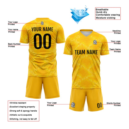 Custom Yellow Uniform Jersey Kids Adults Personalized Set Jersey Shirt