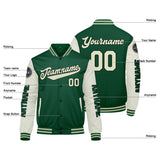 Custom Green Cream Varsity Jackets for Men Women Youth Personalized Letterman Jackets