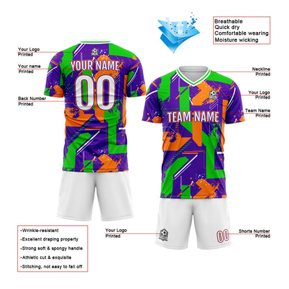 Custom Purple Orange Uniform Jersey Kids Adults Personalized Set Jersey Shirt