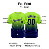 Custom Full Print Design  Baseball Jersey Neon Green&Navy