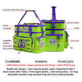 Custom Green Purple All-Over Print Double Layer Insulated Cooler Bag - Waterproof 600D Oxford Picnic Tote for Team Events & Outdoor BBQ