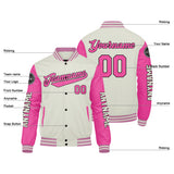 Custom Cream Pink Varsity Jackets for Men Women Youth Personalized Letterman Jackets