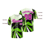 Custom Green Button Down Baseball Jersey for Men Women Adult Youth Print Name Number Logo