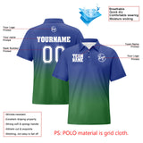Custom Blue Green Football Gradient Polo Shirts  Add Your Unique Logo/Name/Number