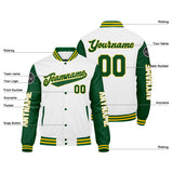 Custom Green Yellow White Varsity Jackets for Men Women Youth Personalized Letterman Jackets