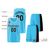 Custom Light Blue Black Basketball Jersey for Men Women Adult Youth Stitched Name Number Logo