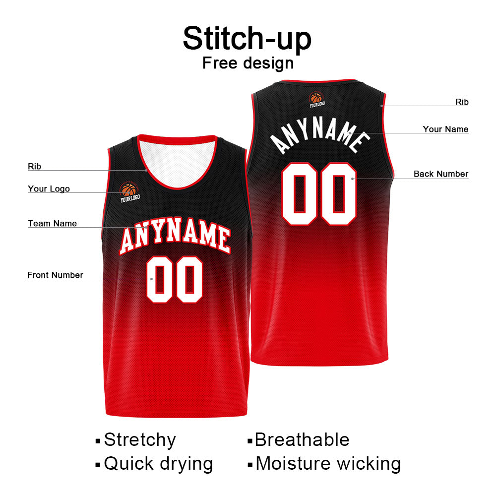 Custom Basketball Jersey Personalized Stitched Team Name Number Logo Black&Red