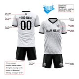 Custom Soccer Uniform Jersey Kids Adults Personalized Set Jersey White&Black Wave