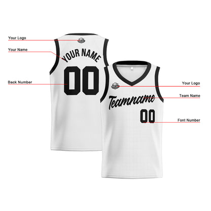 Custom White Black Basketball Jersey for Men Women Adult Youth Stitched Name Number Logo