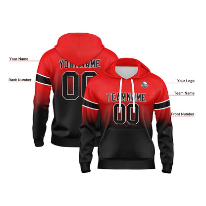 Custom Gradient Hoodie For Man Woman Girl Boy Print Your Logo Name Number Red&Balck