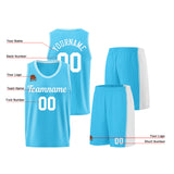 Custom Light Blue White Basketball Jersey for Men Women Adult Youth Stitched Name Number Logo