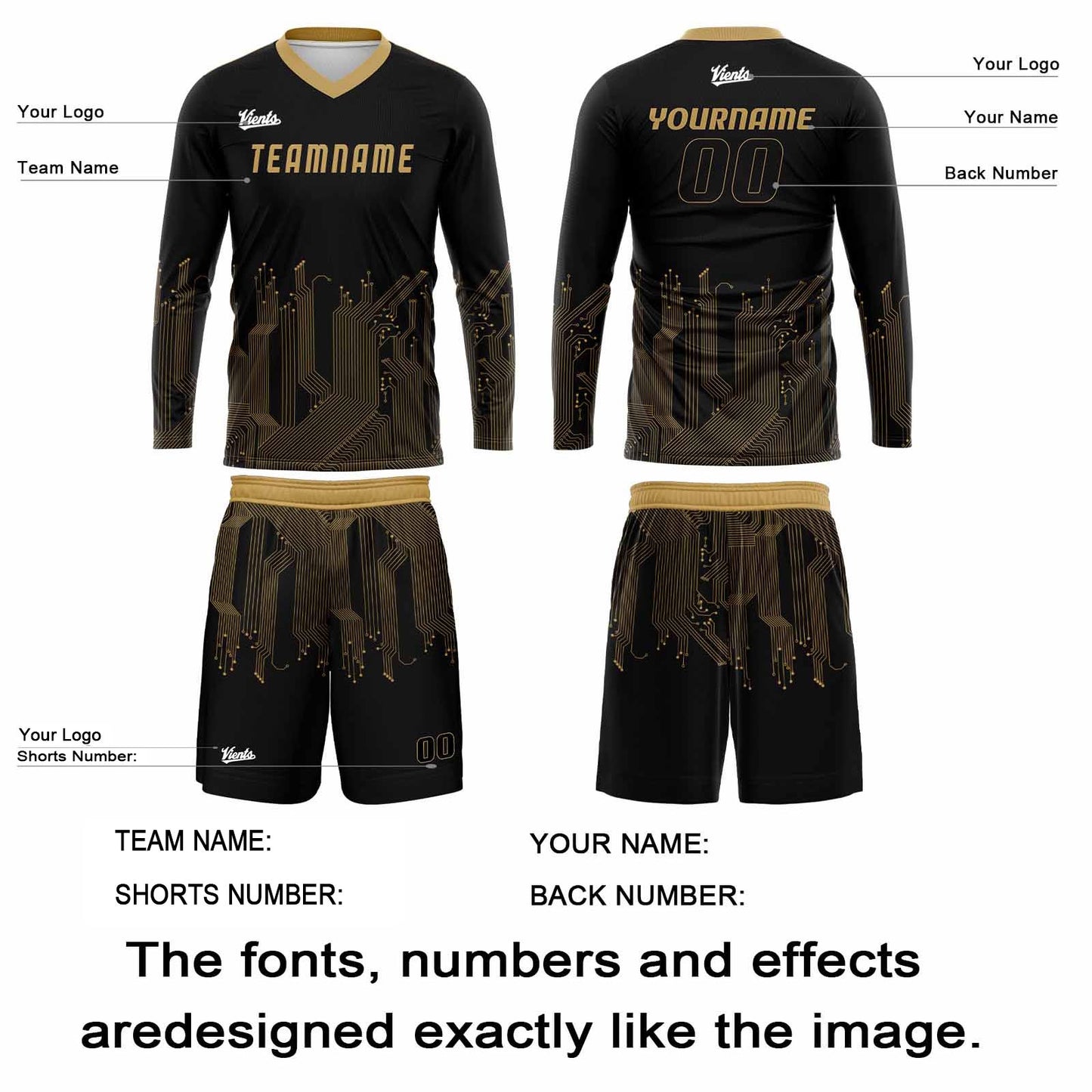 Custom Black Gold Basketball Soccer Football Shooting Long T-Shirt for Adults and Kids