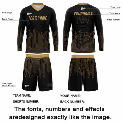 Custom Black Gold Basketball Soccer Football Shooting Long T-Shirt for Adults and Kids