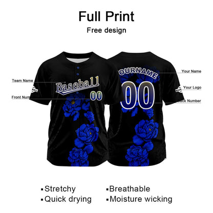 Custom Black Baseball Jersey Print Personalized Name, Number and Logo