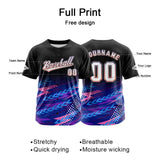 Custom Black Blue Button Down Baseball Jersey for Men Women Adult Youth Print Name Number Logo