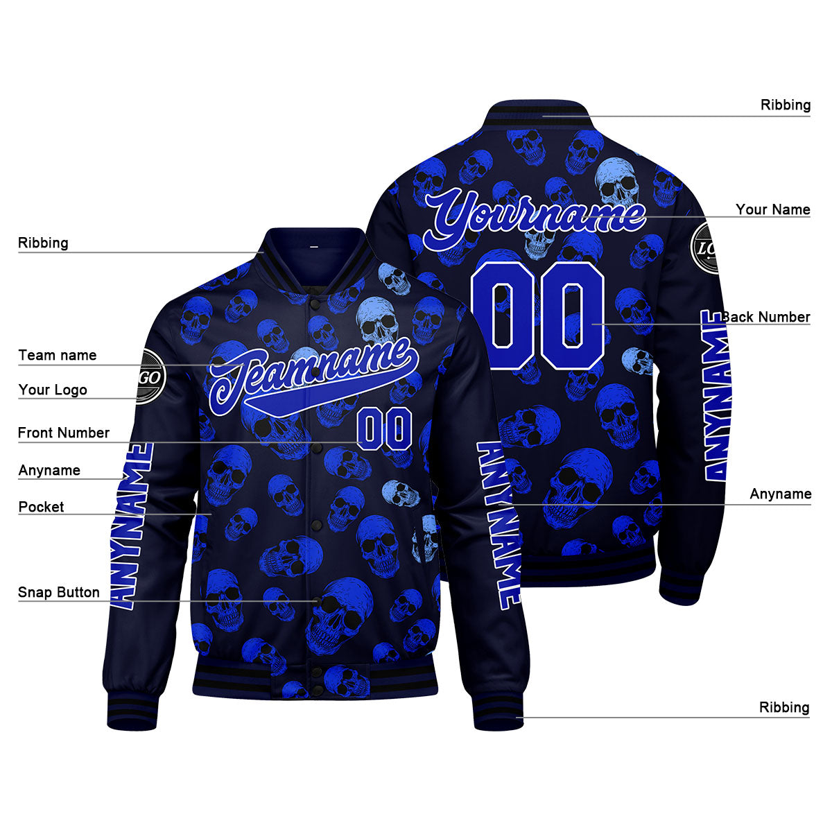 Custom Royal Varsity Jackets for Men Women Youth Personalized Letterman Jackets