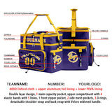 Custom Purple Yellow All-Over Print Double Layer Insulated Cooler Bag - Waterproof 600D Oxford Picnic Tote for Team Events & Outdoor BBQ