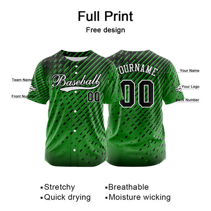 Custom Green Button Down Baseball Jersey for Men Women Adult Youth Print Name Number Logo
