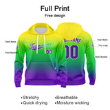 Custom Gradient Hoodie For Man Woman Girl Boy Print Your Logo Name Number Gelb Grün Blau