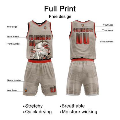 Custom Khaki Basketball Jersey Uniform Suit Printed Your Logo Name Number