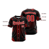 Custom Black Red Button Down Baseball Jersey for Men Women Adult Youth Print Name Number Logo