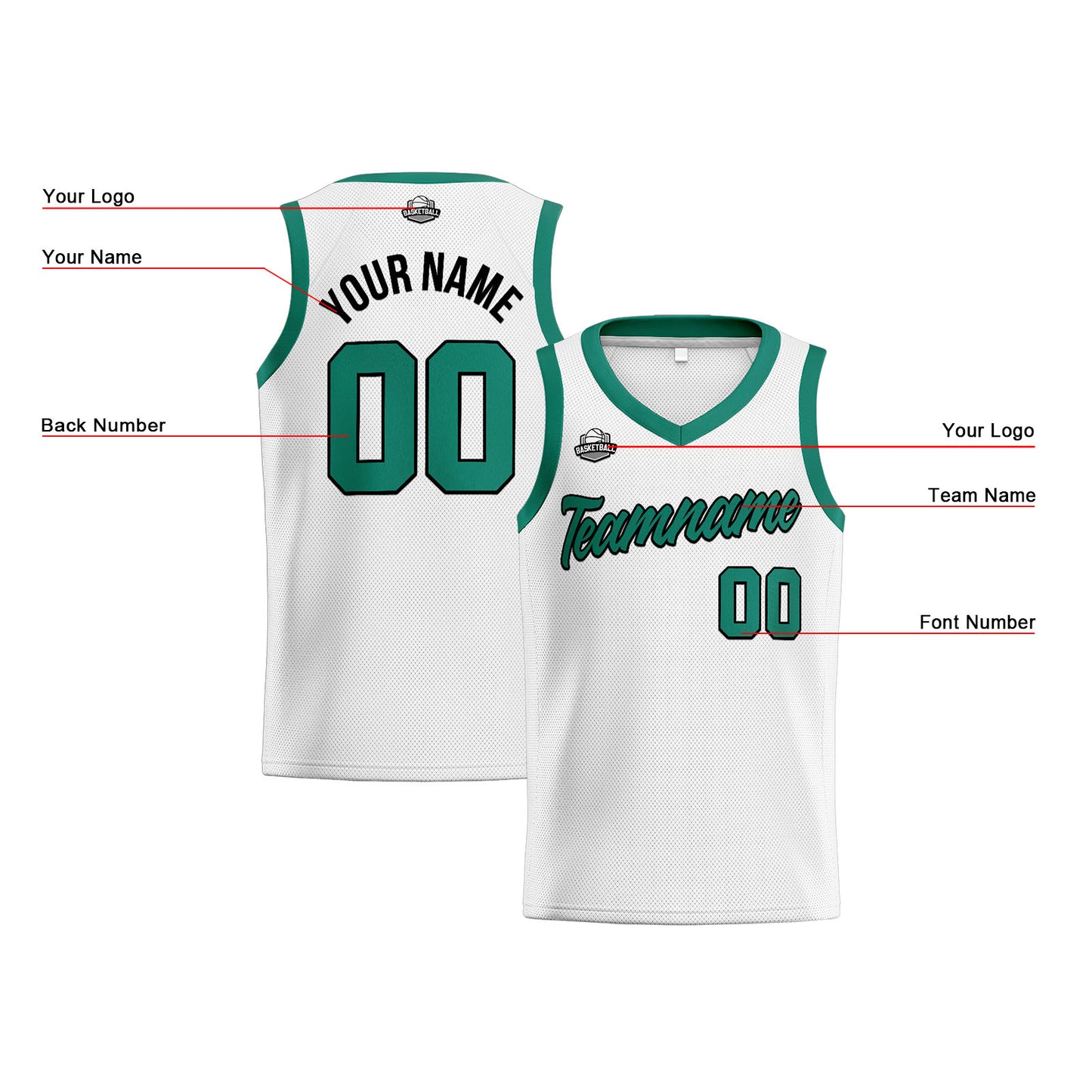 Custom White Green Basketball Jersey for Men Women Adult Youth Stitched Name Number Logo