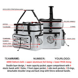 Custom Grey Black All-Over Print Double Layer Insulated Cooler Bag - Waterproof 600D Oxford Picnic Tote for Team Events & Outdoor BBQ