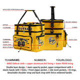 Custom Yellow Black All-Over Print Double Layer Insulated Cooler Bag - Waterproof 600D Oxford Picnic Tote for Team Events & Outdoor BBQ