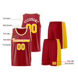 Custom Burgundy Yellow Basketball Jersey for Men Women Adult Youth Stitched Name Number Logo