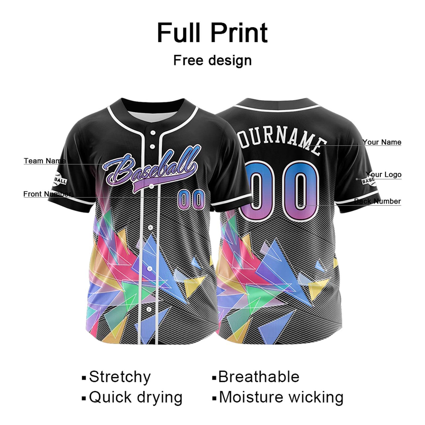 Custom Black Button Down Baseball Jersey for Men Women Adult Youth Print Name Number Logo