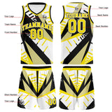 Custom White Black Yellow Basketball Jersey Uniform Suit Printed Your Logo Name Number
