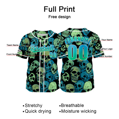 Custom Green Bule Baseball Jersey Print Personalized Name, Number and Logo