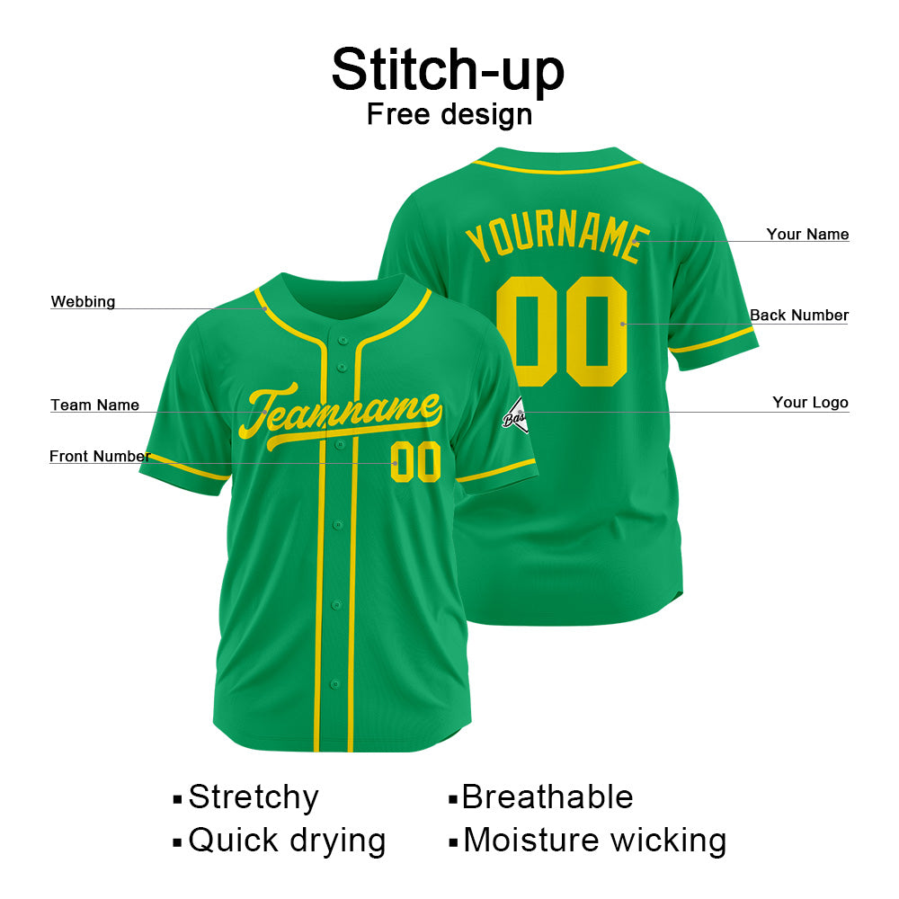 Custom Baseball Jersey Stitched Design Personalized Hip Hop Baseball Shirts Green-Yellow