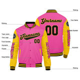 Custom Pink Yellow Black Varsity Jackets for Men Women Youth Personalized Letterman Jackets