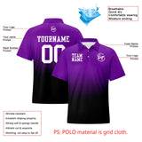 Custom Purple Black Football Gradient Polo Shirts  Add Your Unique Logo/Name/Number